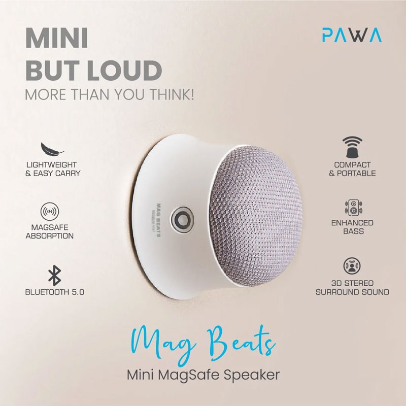 PAWA MINI BUT LOUD MAG BEATS MINI MAGSAFE SPEAKER WHITE PW-BTSPKMG2-WH