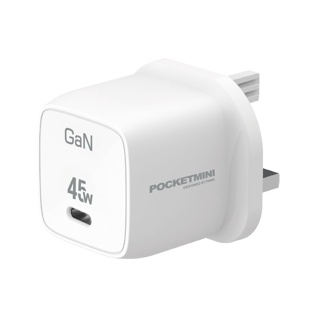 PAWA POCKETMINI TRAVEL CHARGER GAN 45W WHITE PW-PMTAGN45-WH