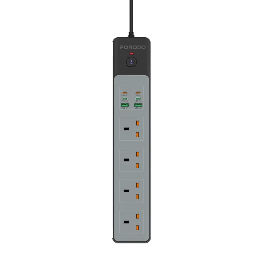 PORODO 4AC 65W 3000W POWERSTRIP PD-FWCH045-BK