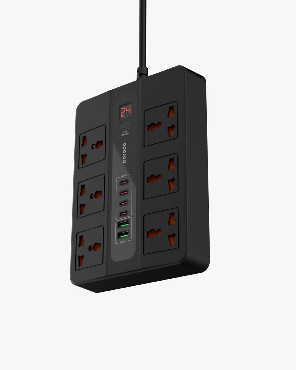 PORODO MULTI PORT SUPER HUB 4USB C/ 2 USB A PD 35W 3M PD-FWCH009-3M-BK