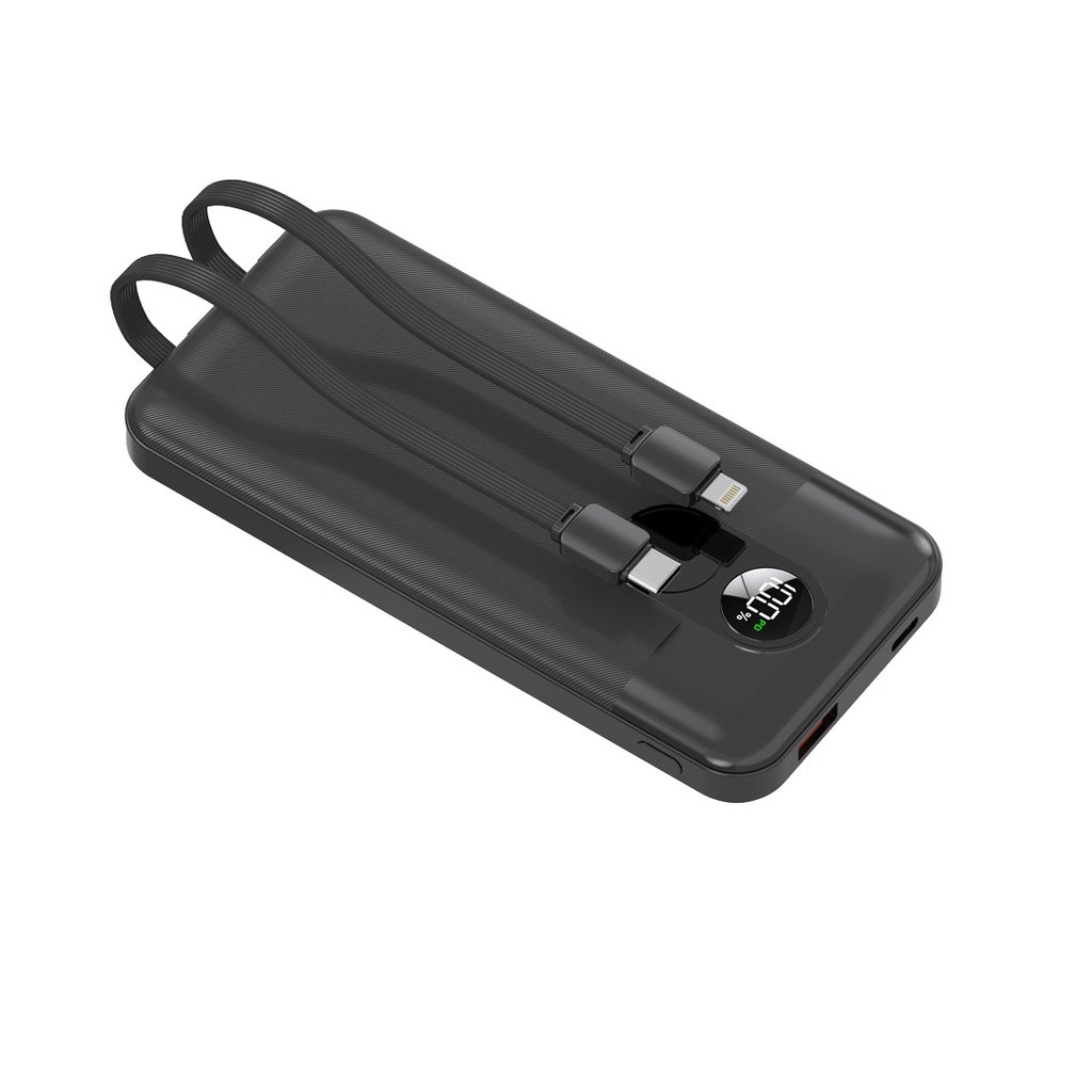 PORODO PD 22.5W 10000MAH POWER BANK INTEGRATED CABLES BLACK PD-PBFCH057-BK
