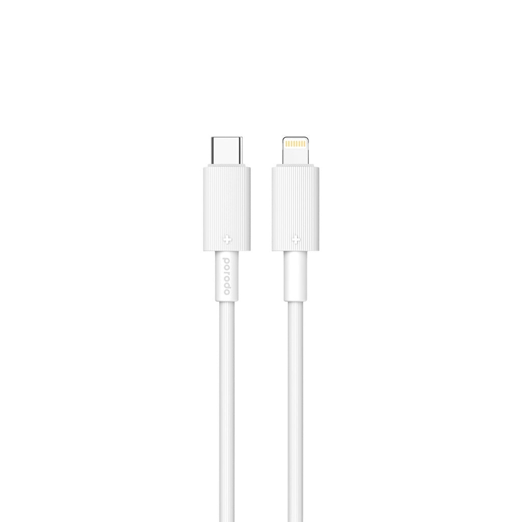 PORODO USB C TO LIGHTNING DURABLE CHARGING CABLE PD 27W 1.2M WHITE PD-CBL0004-WH