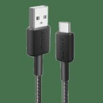 ANKER 322 USB A TO USB C CABLE 3FT BRAIDED BLACK A81H5H11