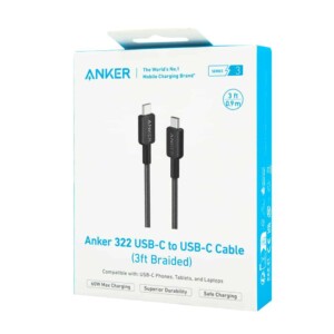 ANKER 322 USB C TO USB C CABLE 3FT BRAIDED BLACK A81F5H11