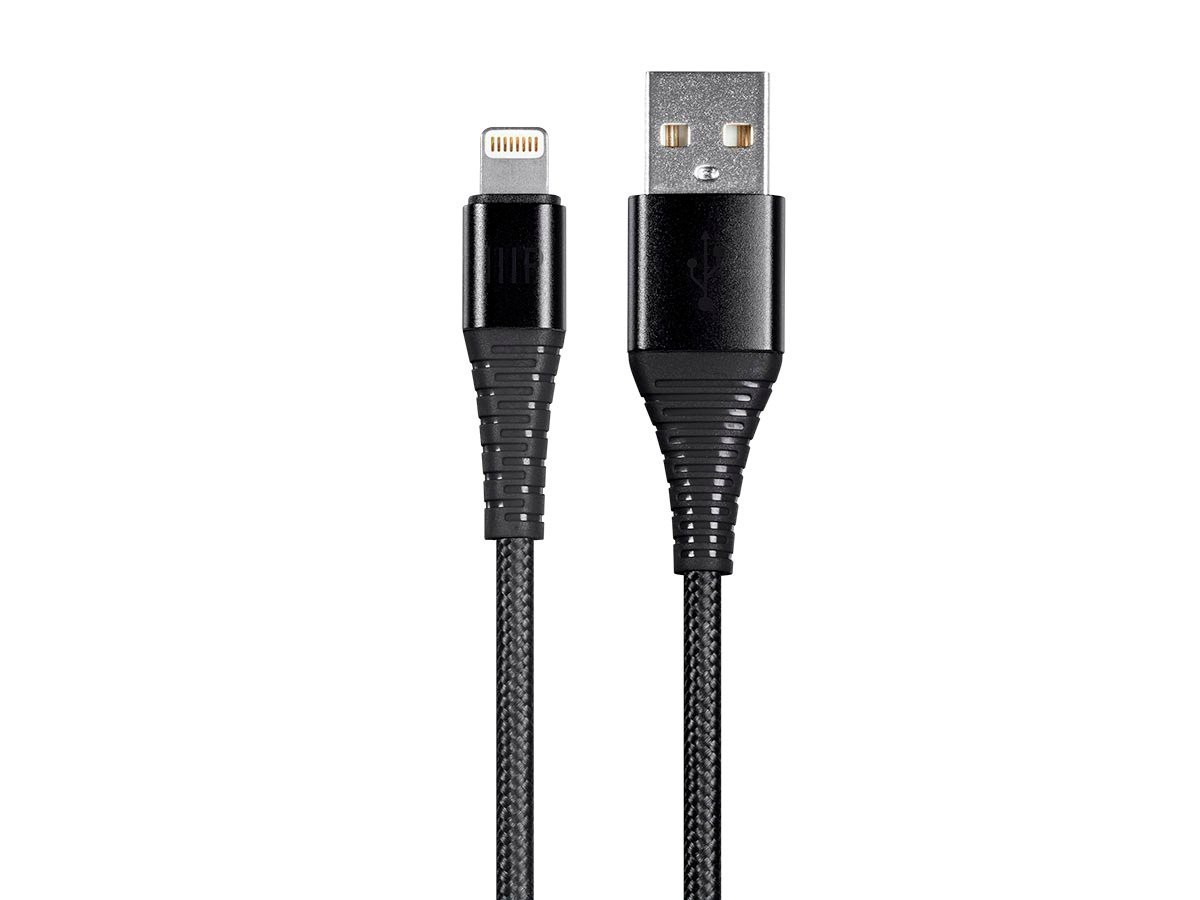 LAPWINGS LIGHTNING TO USB CABLE NYLON BRAIDED BLACK 1.8M WL224
