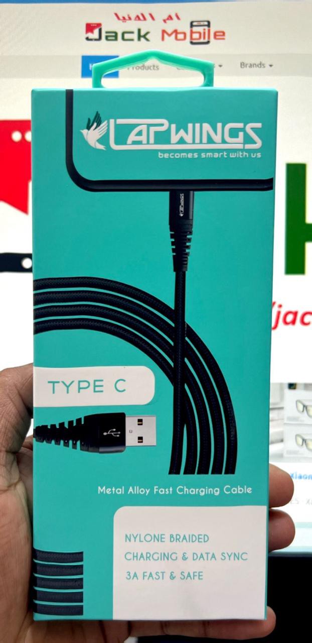 LAPWINGS TYPE C TO AUX CABLE NYLON BRAIDED 1.2M BLACK LCAUX106
