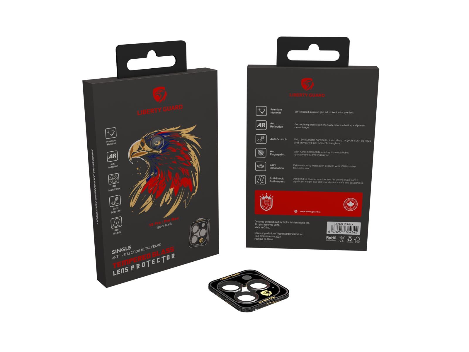 LIBERTY GUARD 15 PRO/PRO MAX BLACK LENS PROTECTOR LGCLGL15S-BLK