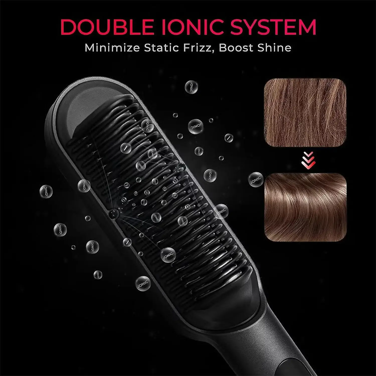 TYMO RING PLUS IONIC HAIR STRAIGHTENING COMB BLACK HC103 - Image 5